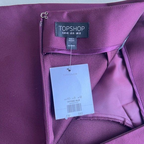 Topshop Maroon Structured Asymmetrical Casual Wrap Skort Short - Picture 2 of 7